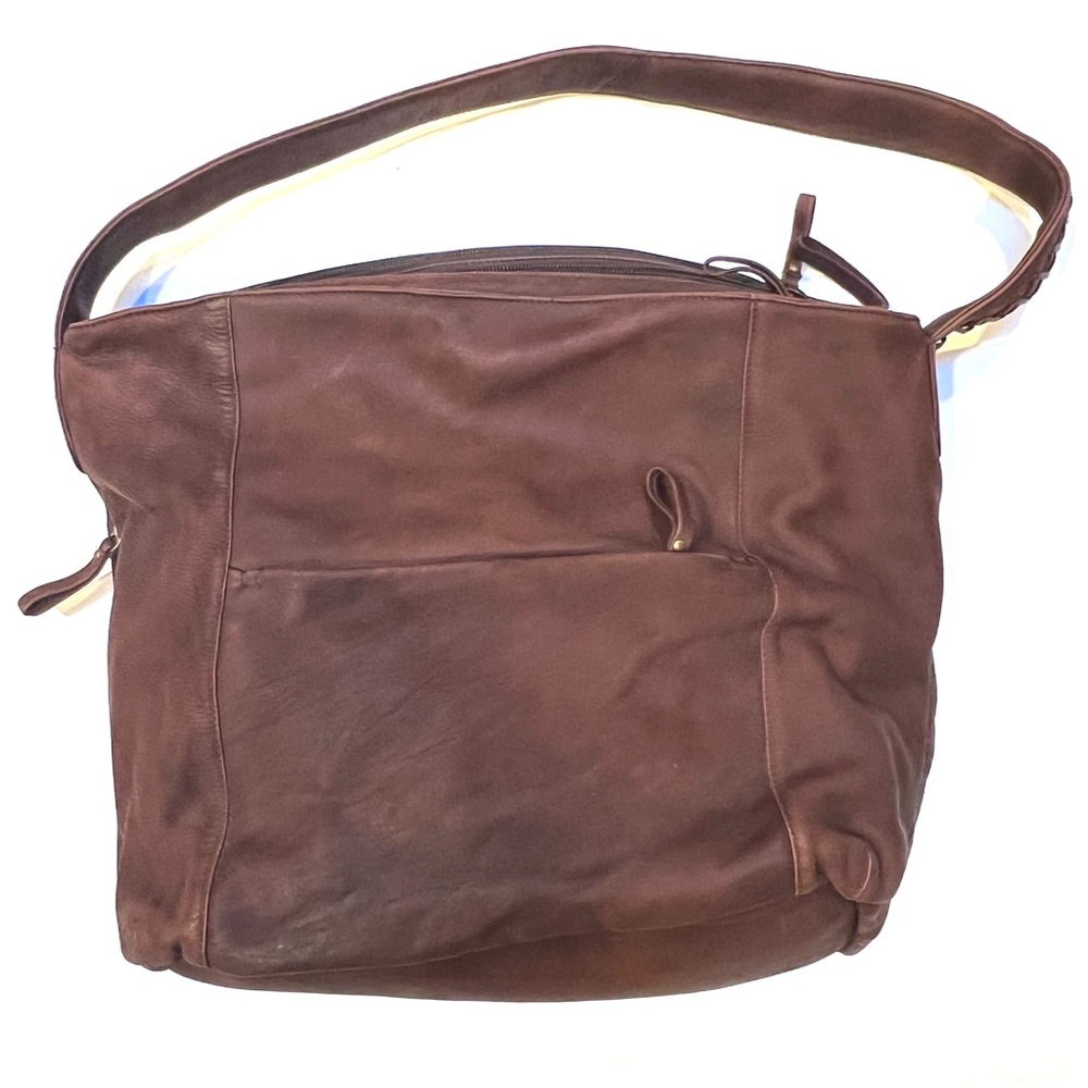 Derek Alexander Soft Leather Shoulder Bag Brown Many Pockets and sections